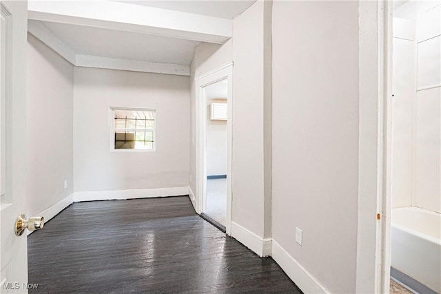 interior space with dark hardwood / wood-style floors