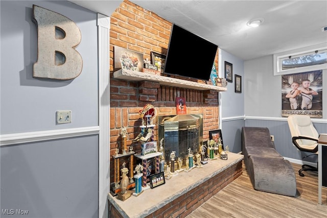 bar featuring hardwood / wood-style floors