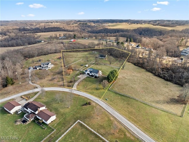 drone / aerial view with a rural view