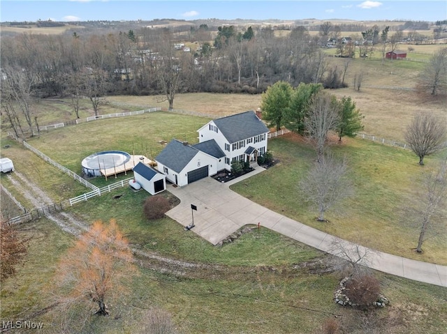 drone / aerial view with a rural view