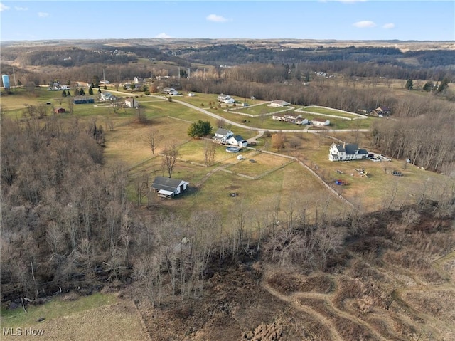 aerial view with a rural view