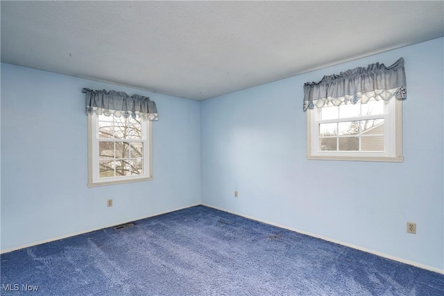 unfurnished room featuring carpet floors and a textured ceiling