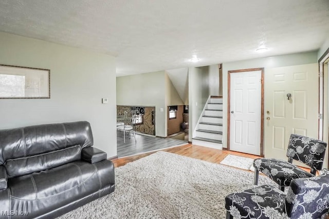 living room with hardwood / wood-style flooring