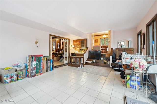 interior space featuring light tile patterned flooring