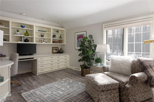 office area featuring dark hardwood / wood-style floors