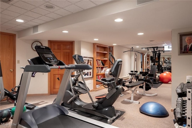 gym with a drop ceiling