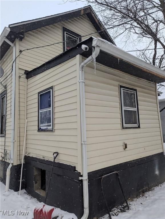 view of snow covered exterior