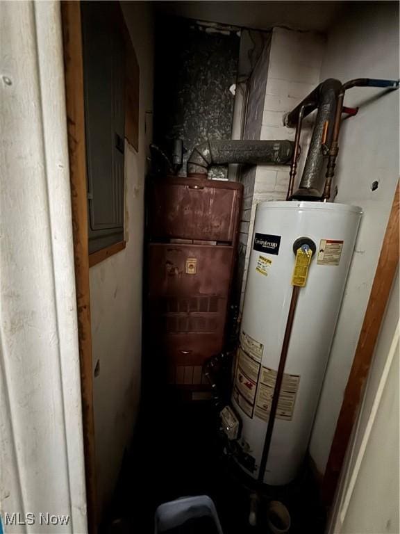 utility room with water heater