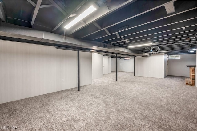 basement featuring carpet