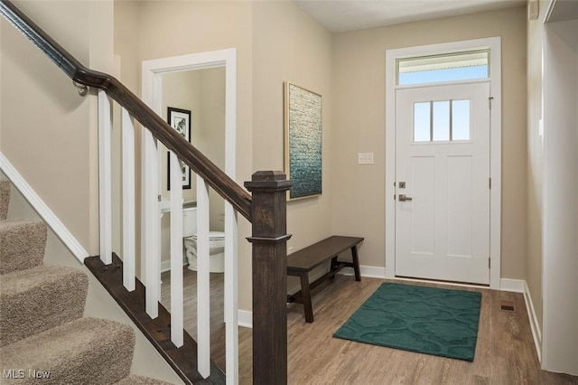 entrance foyer featuring wood-type flooring