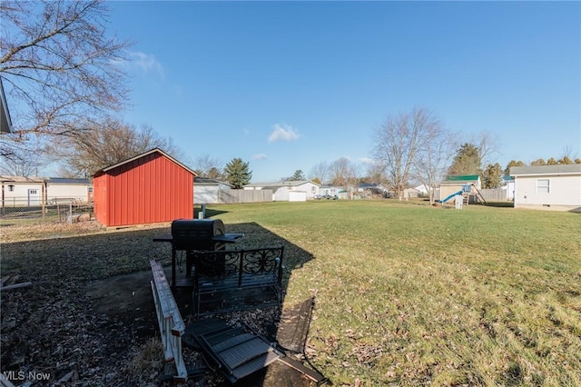 view of yard with a playground