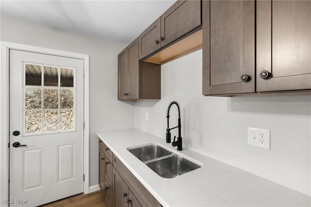 kitchen featuring sink and dark hardwood / wood-style floors