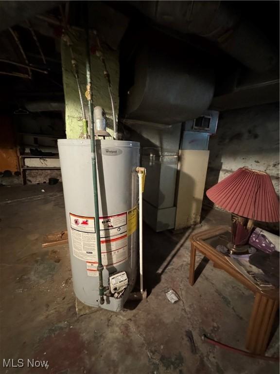 utility room featuring water heater