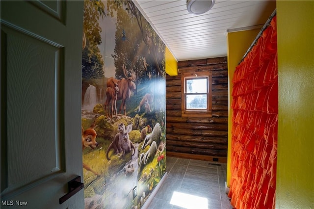 interior space featuring wooden ceiling