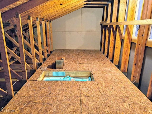 view of unfinished attic