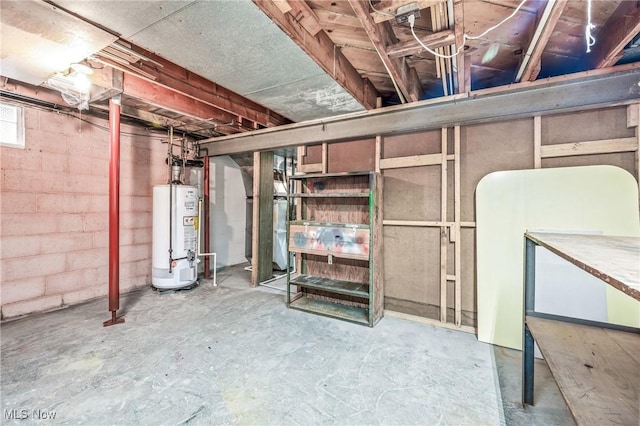 basement with gas water heater