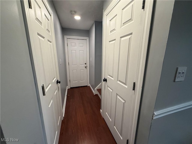 hall featuring dark hardwood / wood-style floors