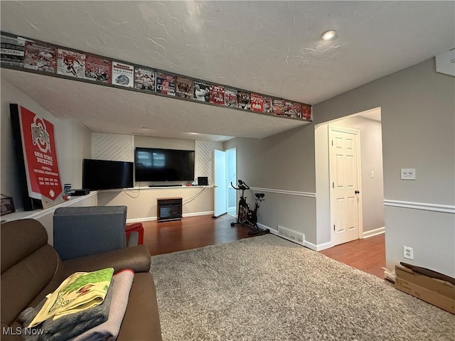 living room with hardwood / wood-style floors