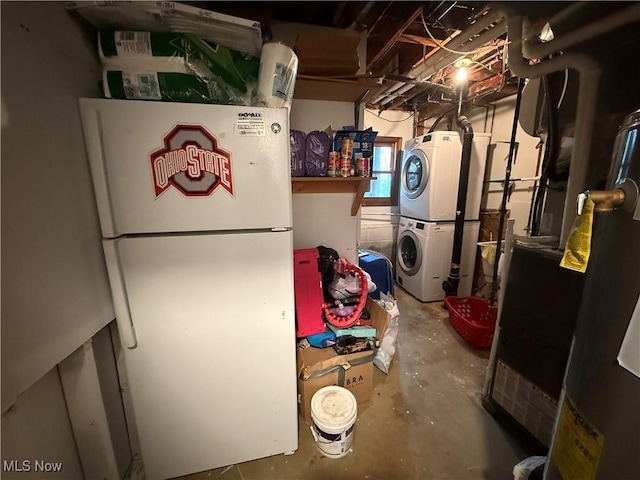 interior space with stacked washer / drying machine