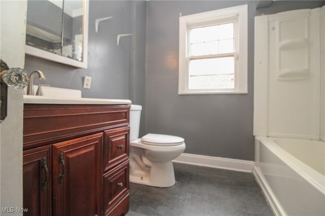 full bathroom featuring vanity, toilet, and shower / bath combination