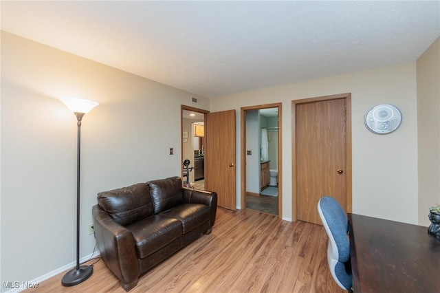 office space featuring light hardwood / wood-style floors