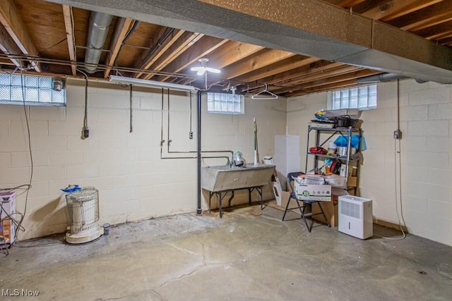 basement featuring sink