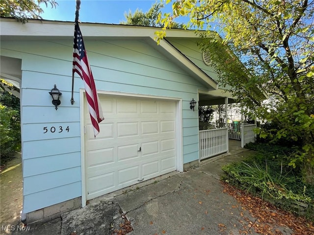 view of garage