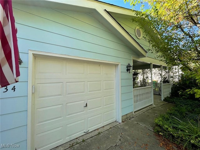 view of garage