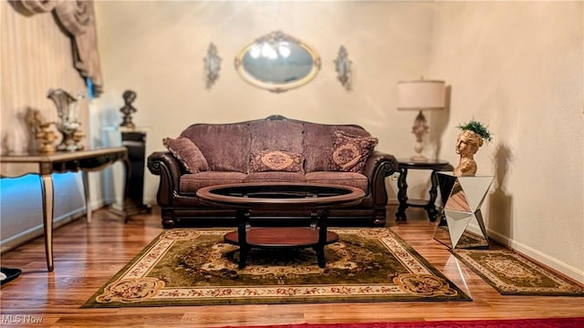 sitting room with hardwood / wood-style flooring