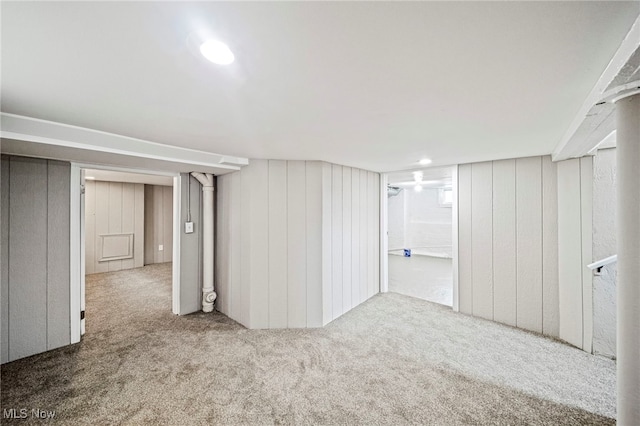 basement with carpet floors