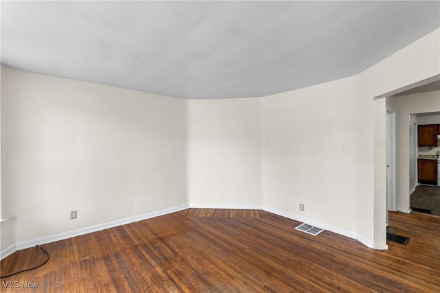 empty room featuring dark hardwood / wood-style floors