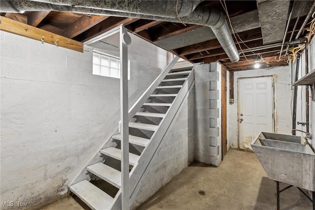 basement featuring sink