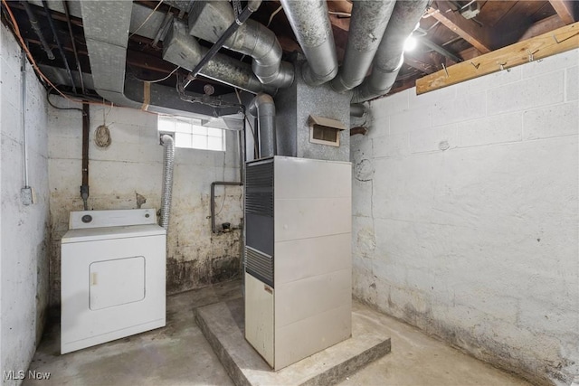 basement featuring washer / clothes dryer