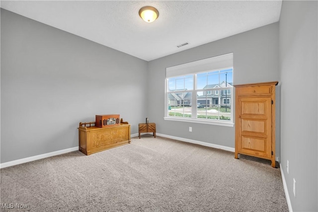 spare room with carpet floors and a textured ceiling