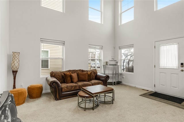 living room featuring carpet flooring