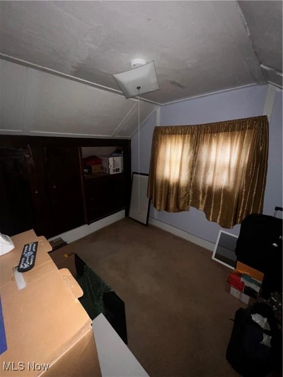 bonus room featuring lofted ceiling and carpet floors