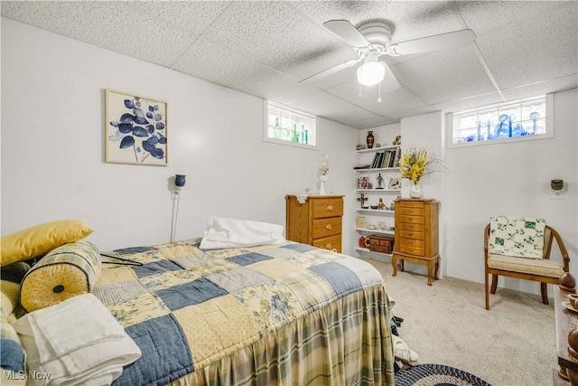 bedroom featuring carpet and ceiling fan