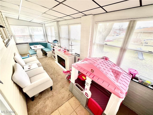 sunroom with a drop ceiling