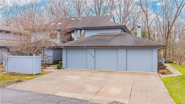 exterior space with a garage