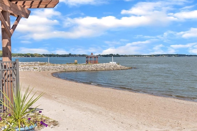 property view of water with a beach view