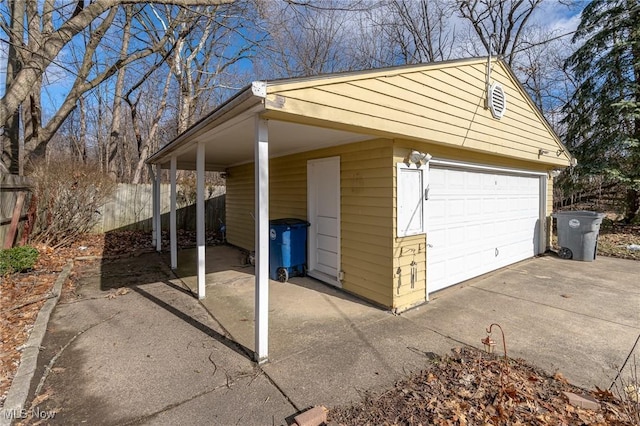 garage with a carport