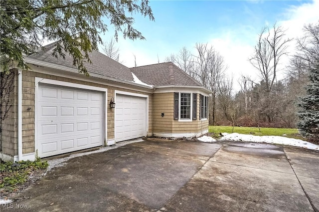 exterior space featuring a garage