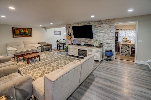 living room featuring light hardwood / wood-style flooring