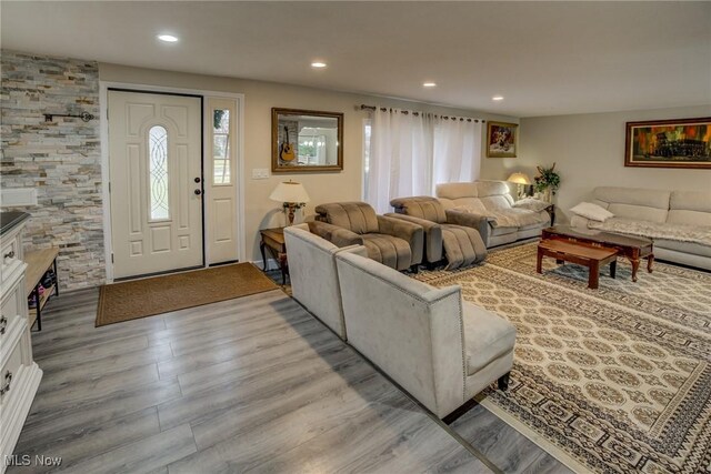 living room featuring a healthy amount of sunlight and wood-type flooring