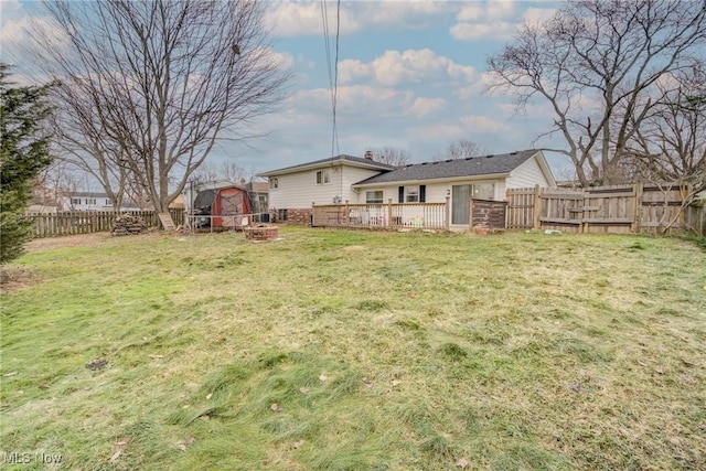 view of yard featuring a deck