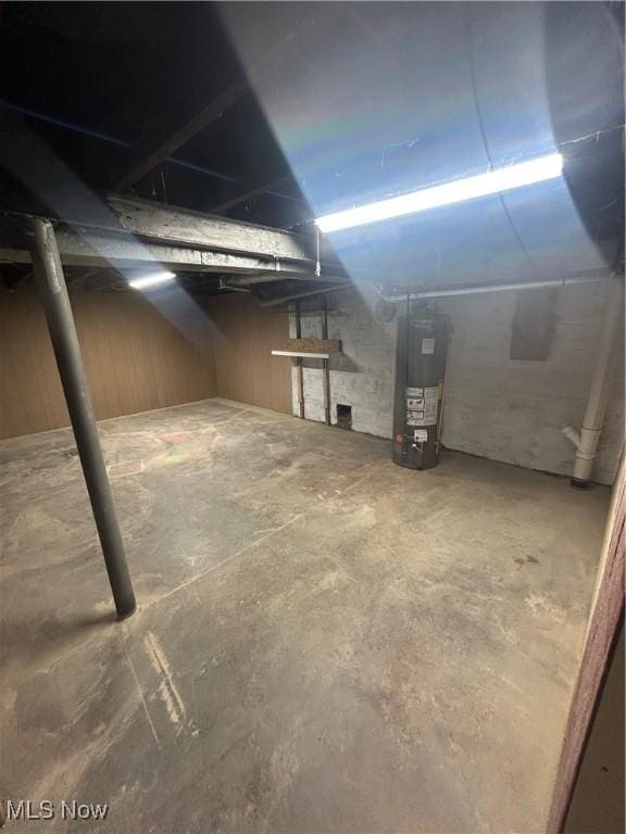 basement with water heater