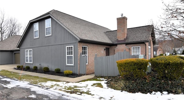 view of snow covered property