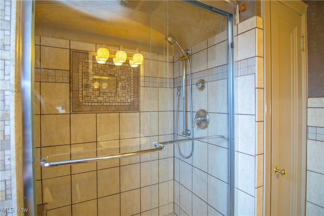 bathroom featuring walk in shower