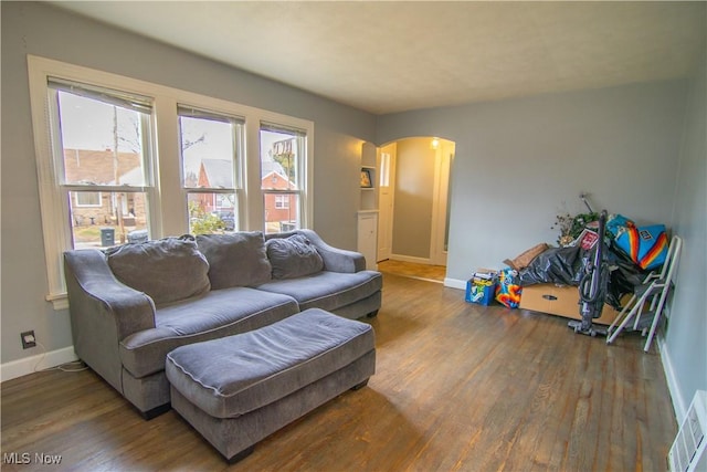 living room featuring wood-type flooring