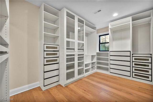 walk in closet featuring hardwood / wood-style flooring